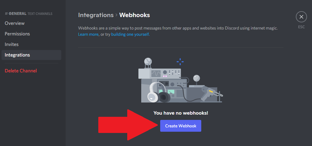 Screenshot of Webhooks settings